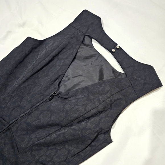 H&M ✦ Black Animal Print Dress 2 ✦ Cutout Back Lined Structured Sleek Stretch 2 - Picture 5 of 16